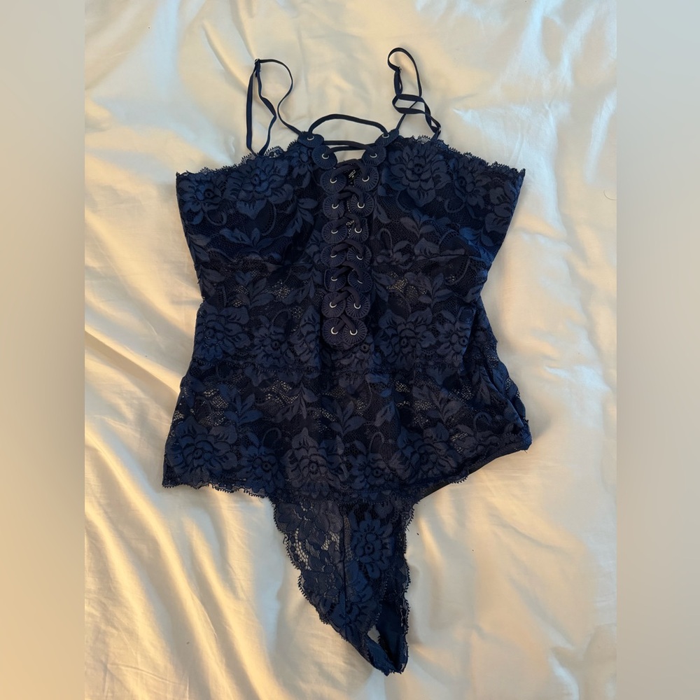 Guess navy lace bodysuit, size medium